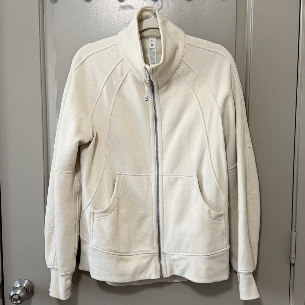 Like NEW Lululemon XS/S Oversized Scuba Funnel-Neck Full Zip Color Bone
